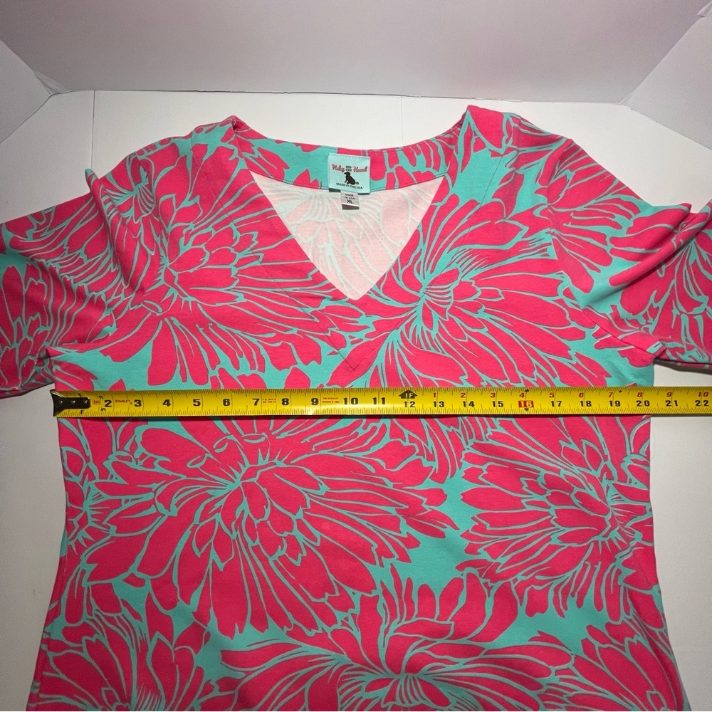 NWOT Haley & the Hound Pink Floral Blue Print Long Sleeve Dress V-Neck Size XL - Picture 5 of 7